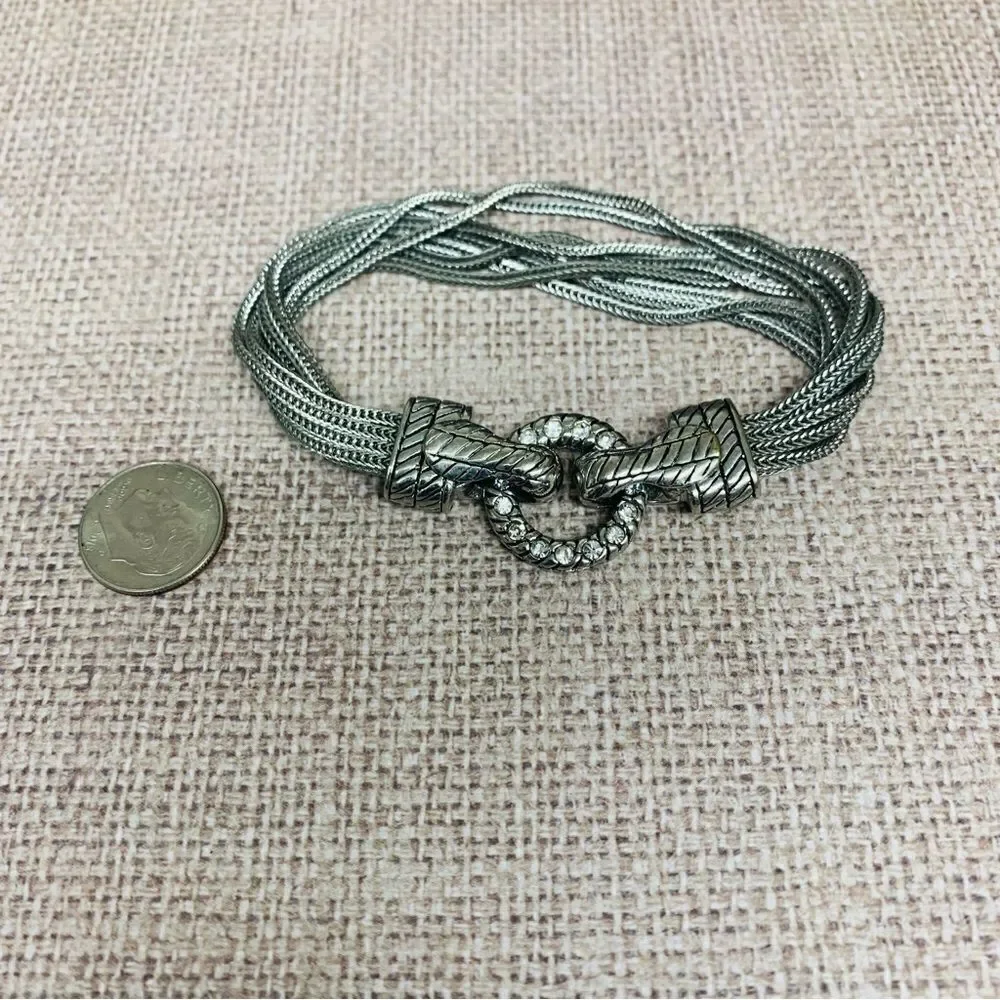 Silver Muti‎ Snake Chain Magnetic Clasp Bracelet